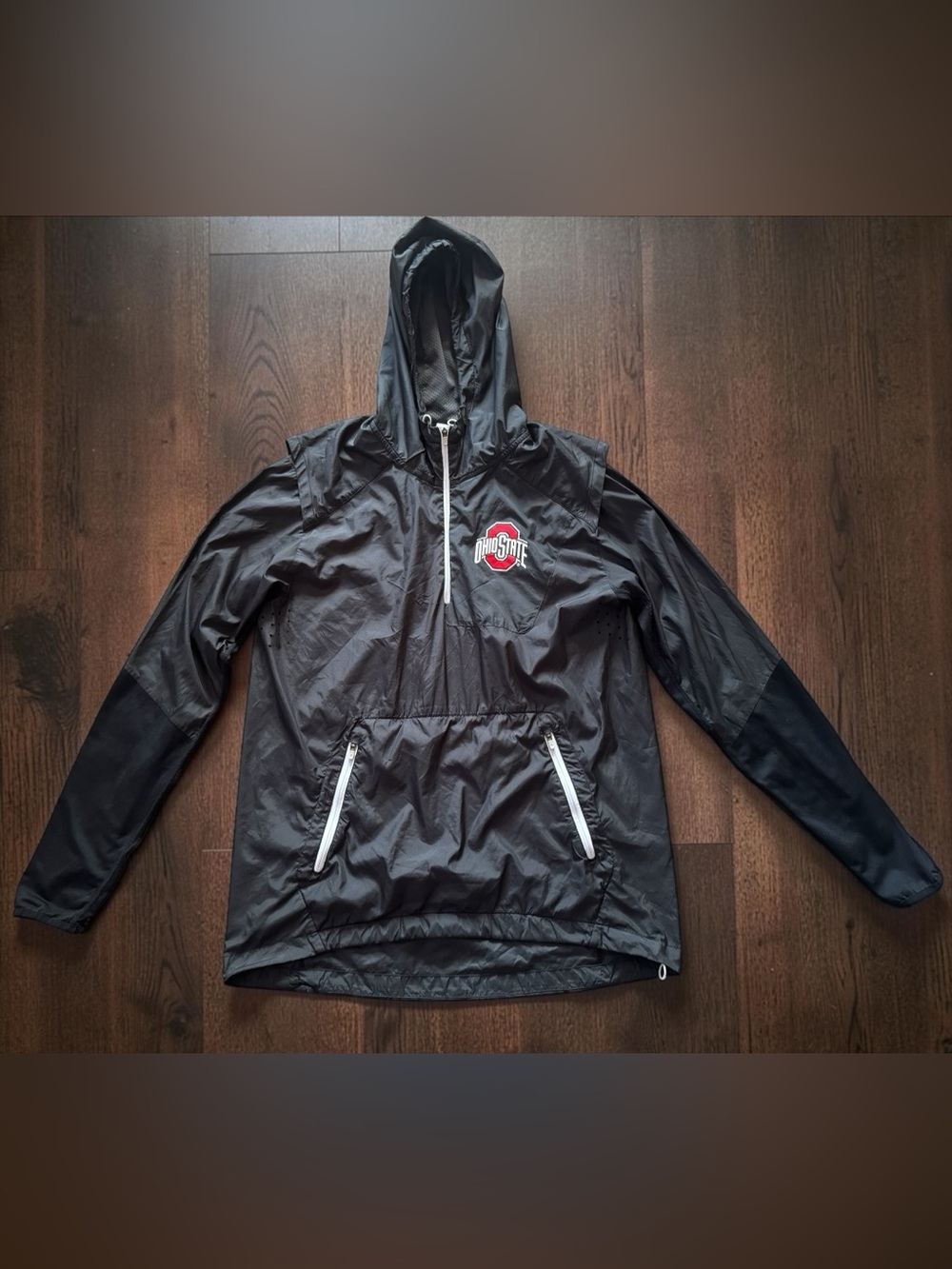 Nike Ohio State Buckeyes Speed Fly Rush Hooded Jacket Mens M Black Anorak